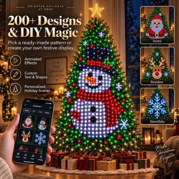 Smart Christmas Tree Lights, 400 Individually Controllable LEDs, USB Powered, 200+ Holiday Designs for 5–7.5 ft Trees (Smart Edition include app-based control.)