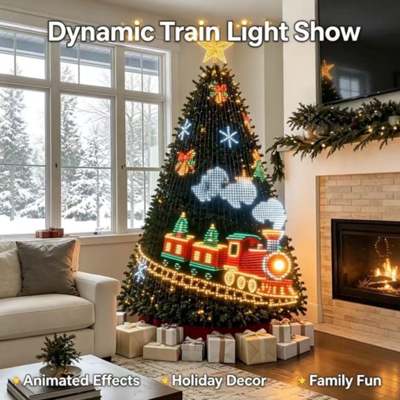 Smart Christmas Tree Lights with App Control Fairy Lights 256LEDs Create Patterns Diy Animation Festive LED Light Show for Christmas Tree Display 5.91FT