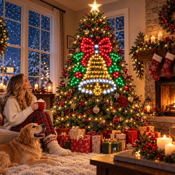 Smart Christmas Tree Lights, Controllable Addressable LEDs Create 200+ Patterns, Custom Designs and Animations with App Control, Dimming Christmas Tree Lights