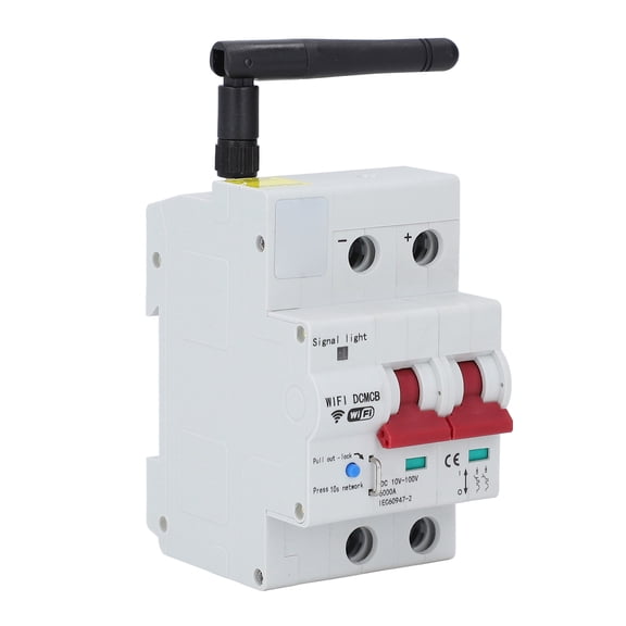 Smart Circuit Breaker 2P 100A, WiFi Remote Control DC10-100V Air Switch with Safety Lock