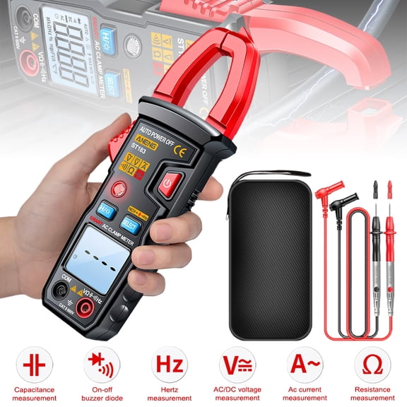 Smart Clamp Multimeter, 600A AC Current Clamp Meter with Auto-Ranging, NCV Function, LCD Display, Measures Voltage, Resistance, Capacitance, Ideal for Home, Auto, and Electrical Repairs