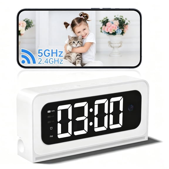 Kazilan Baby Monitors, 2K Smart Clock Camera, Baby Cameras 5G&2.4G WiFi Security Cameras Wireless, Two-Way Talk, Blacklight Full-Color, Night Vision