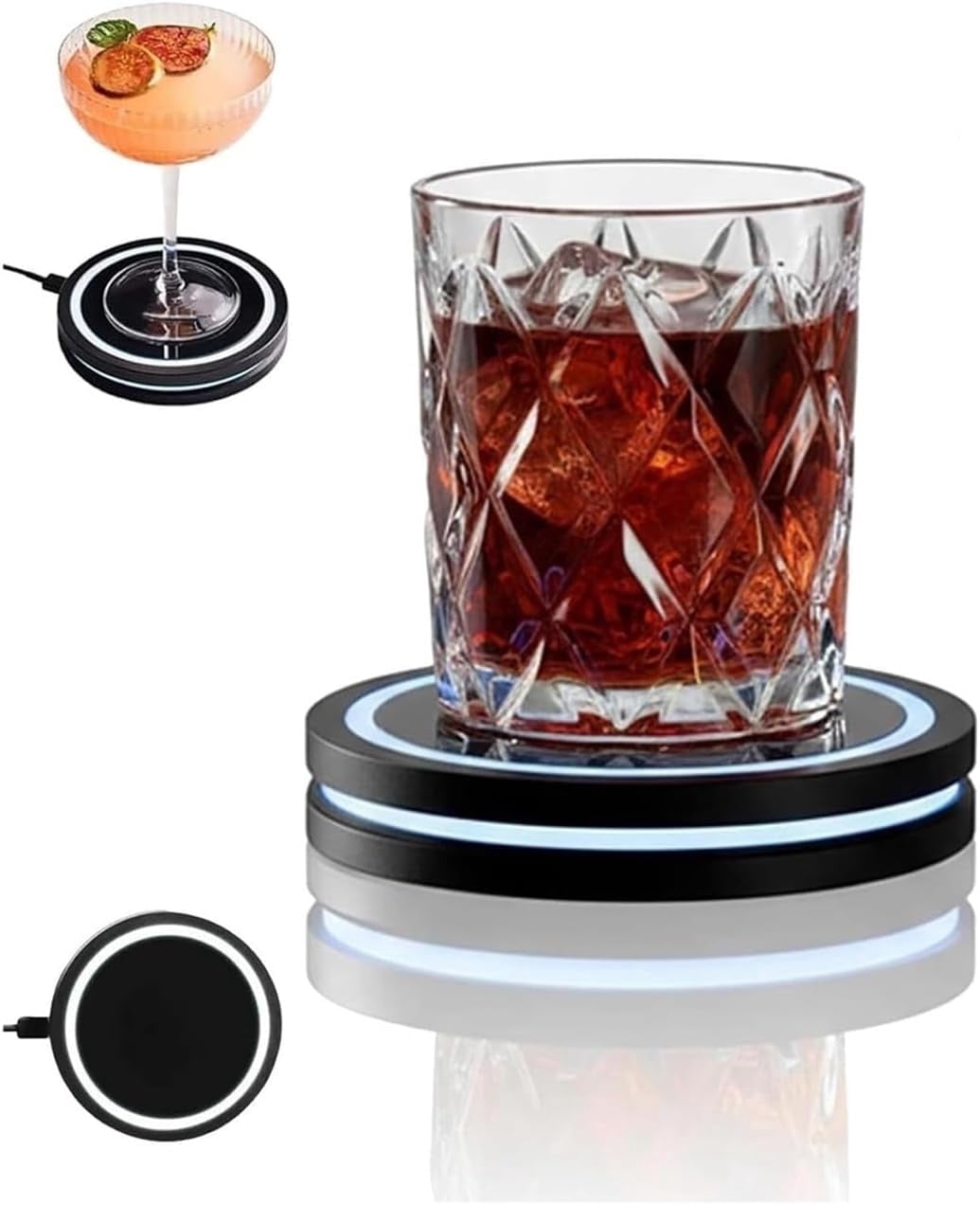 Smart Coaster Cocktail Maker 2.0 – Automatischer Getränkemixer Mit LED-Leitfaden, Interaktives Lichtdesign, Kompakt & Wasserdicht
