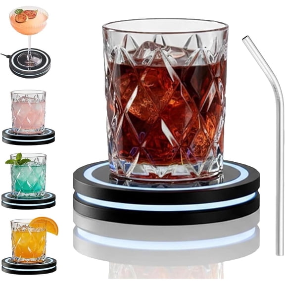 Smart Coaster 2.0 Portable Black Drink Coaster with App Features for Bar Home Use
