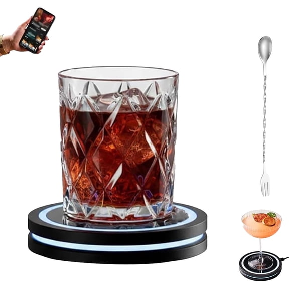 Smart Coaster Cocktail Maker, 2026 New Portable Smart Coaster 2.0 Cocktail Machine, Interactive Lighting with Built-in Smart Sensing Tech for Home Party Mat Bar Club Drink (Black)