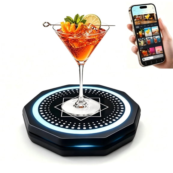 Smart Cocktail Coaster with LED Pour Guidance Rechargeable Cordless App Guided Drink Mixer 3000+ Recipes Portable Bartender Assistant for Home Bar & Camping Ideal Anniversary Gift for Men & Cocktai
