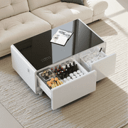 Smart Coffee Table with Dual-Drawer Cooling, Freezer Function, Wireless Charging, Bluetooth Speakers & LED Lights   Perfect for Modern Living Spaces
