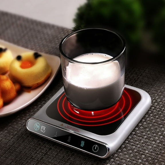 Smart Coffee Warmer USB Powered Constant Temperature Heating Plate | 55°C Thermal Insulation Base | Intelligent Touch Control | Auto Shut Off | Fits Glass Ceramic Metal Mugs | 132x118x20mm | 10W