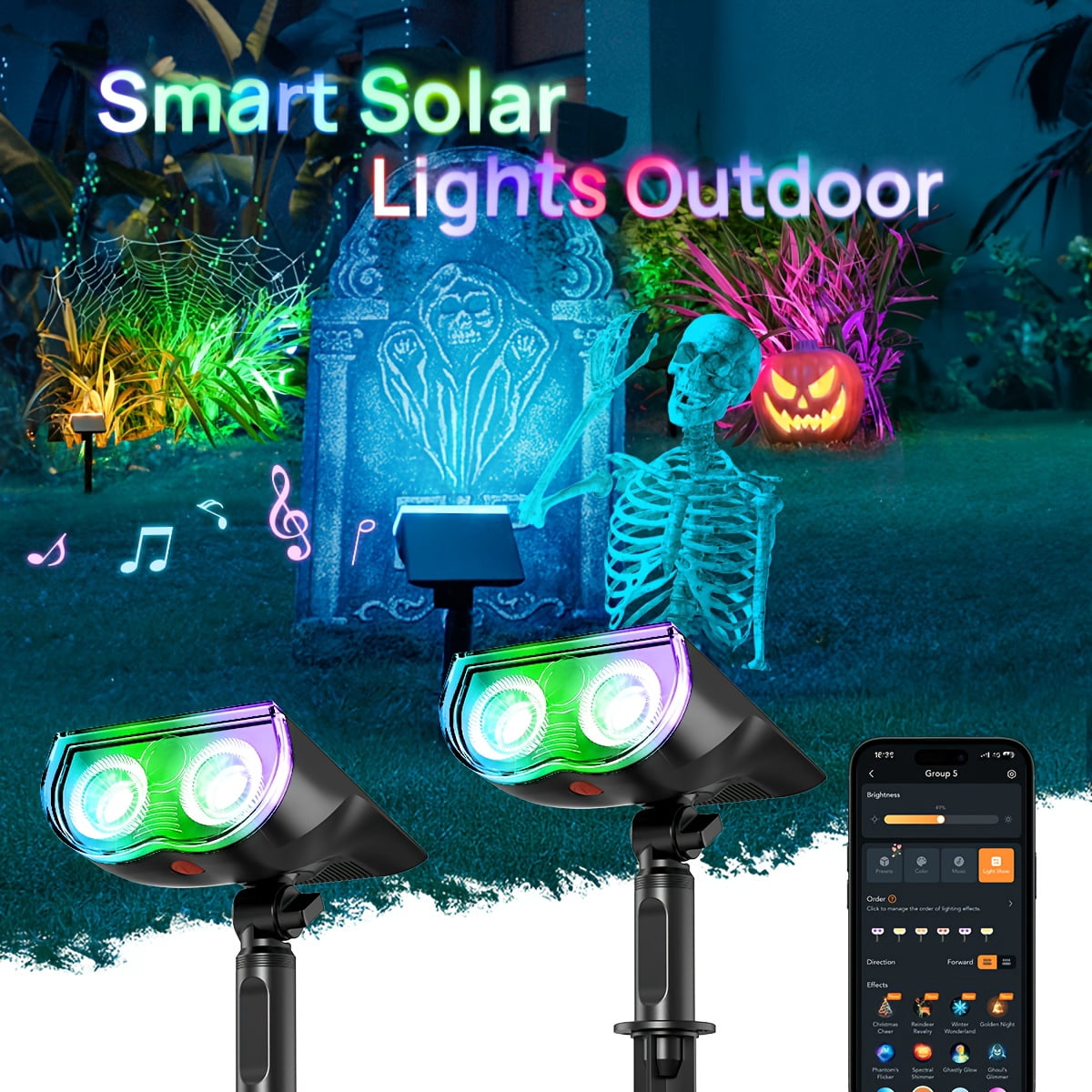 Smart Color Changing Solar RGB Spotlights - App & Voice Control ...