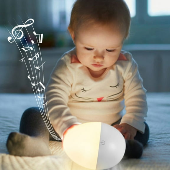 Smart Color Changing White Noise Sleep Aid Night Light Egg Shape LED Ambient Lamp Remote Control Music Sleep Lamp Kids Baby Bedroom Relaxation Soothing Sound Machine Night Light Device