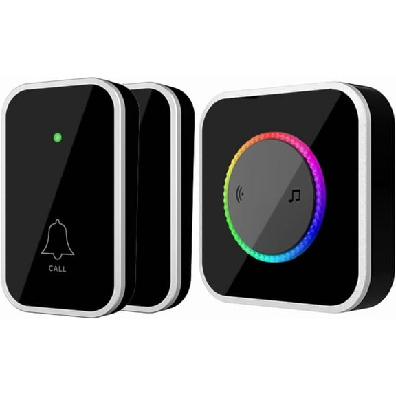 Smart Colorful Flashing Light Wireless Doorbell, Waterproof Wireless Door Chime Kit, Easy Installation, Adjustable Volume, Colorful LED, For Home/Apartment/Classroom/Business (B)