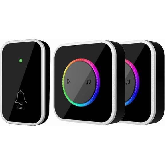 Smart Colorful Flashing Light Wireless Doorbell, Waterproof Wireless Door Chime Kit, Easy Installation, Adjustable Volume, Colorful LED, For Home/Apartment/Classroom/Business (C)
