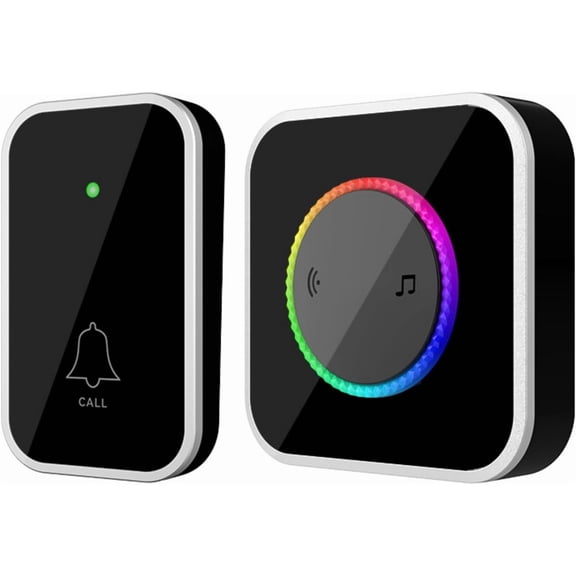 Smart Colorful Flashing Light Wireless Doorbell, Waterproof Wireless Door Chime Kit, Easy Installation, Adjustable Volume, Colorful LED, For Home/Apartment/Classroom/Business (A)