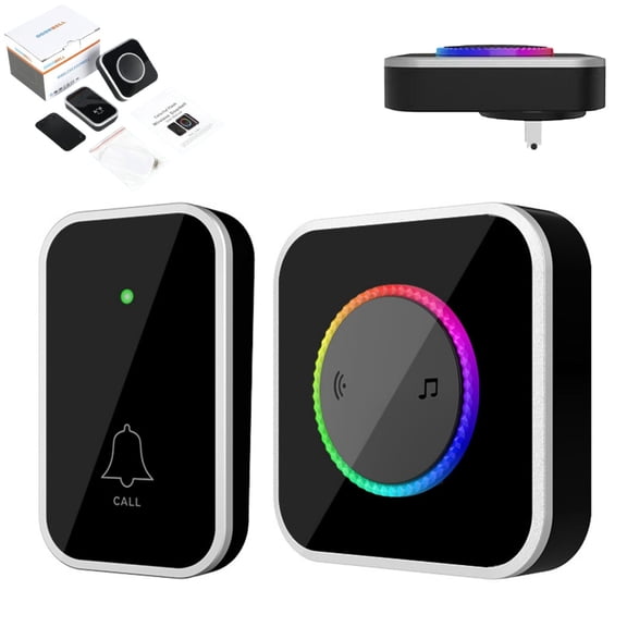 Smart Colorful Flashing Light Wireless Doorbell, Waterproof Wireless Door Chime Kit, Easy Installation, Colorful LED, For Home, Apartment, Classroom