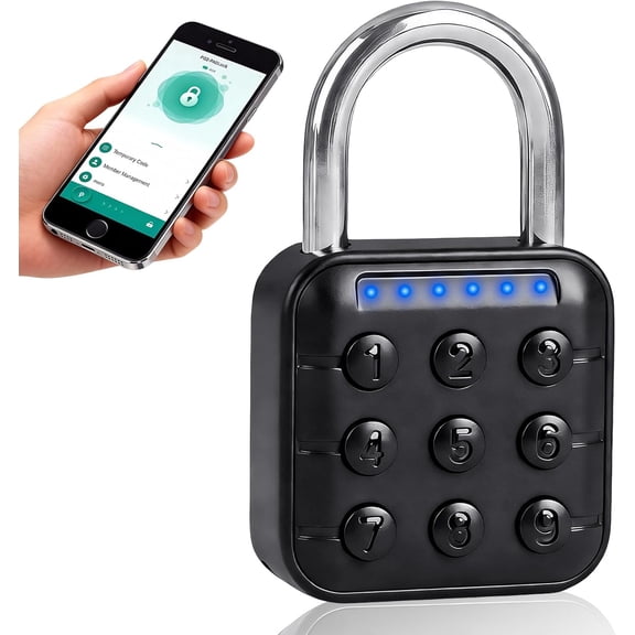 Smart Combination Lock for Locker 6 Digit Password Digital Padlock with Tuya APP Contrl, Bluetooth Aluminum Alloy Code Combo Lock for Gym Push Button Security Padlock