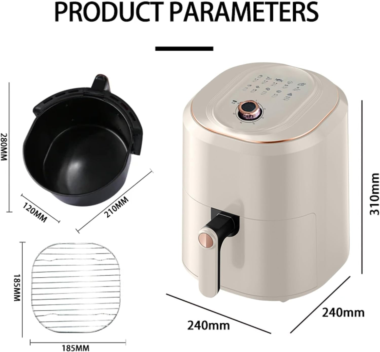Smart Compact 7.5L Oil-Free Electric Air Fryer with Timer & Temp Control, Dishwasher-Safe, Fit for 2-4 People
