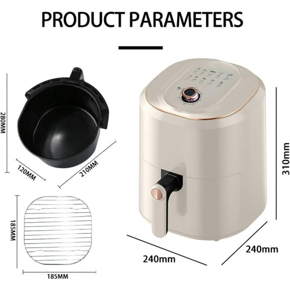Smart Compact 7.5L Oil-Free Electric Air Fryer with Timer & Temp Control, Dishwasher-Safe, Fit for 2-4 People