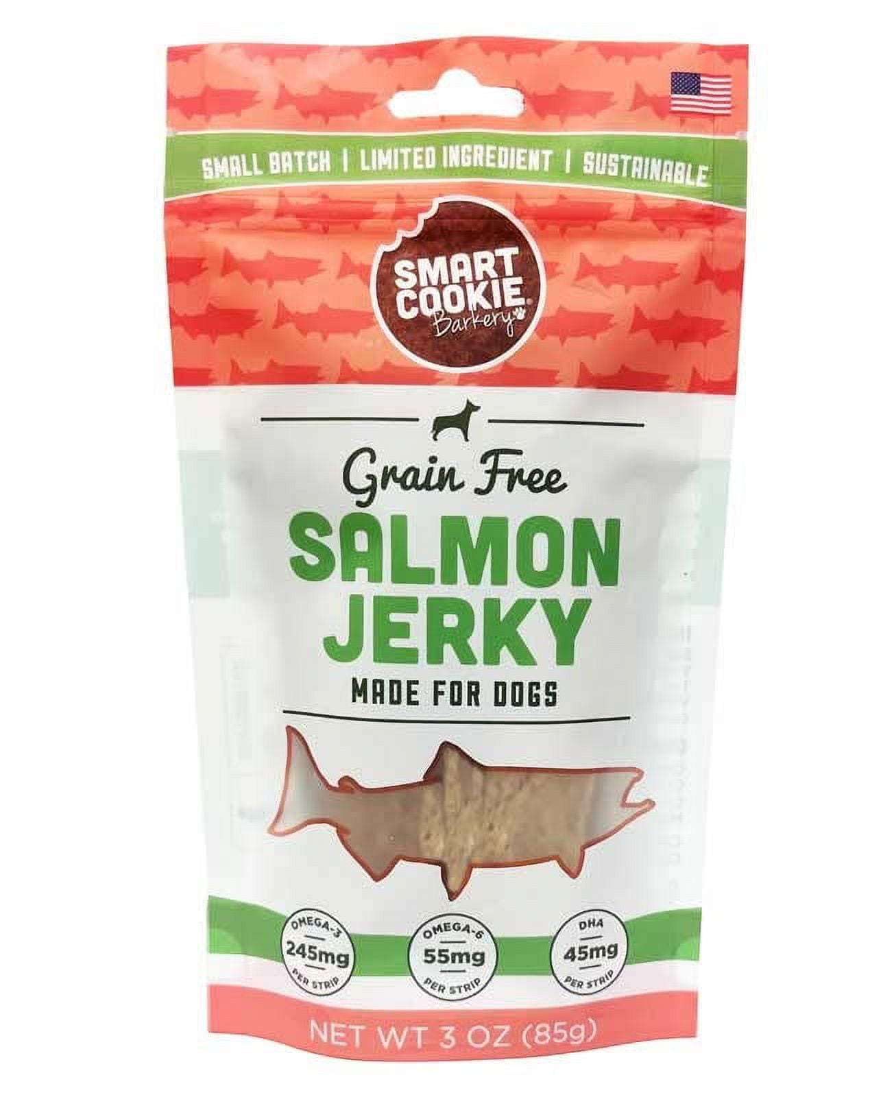 Smart Cookie Salmon Jerky Dog Treats DHA & Omega Strips for Dogs