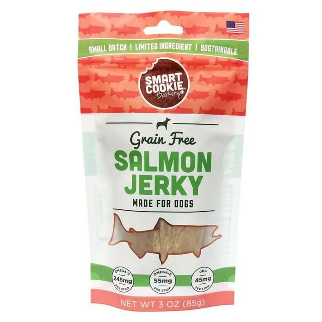 Smart Cookie Salmon Jerky Dog Treats DHA & Omega Strips for Dogs