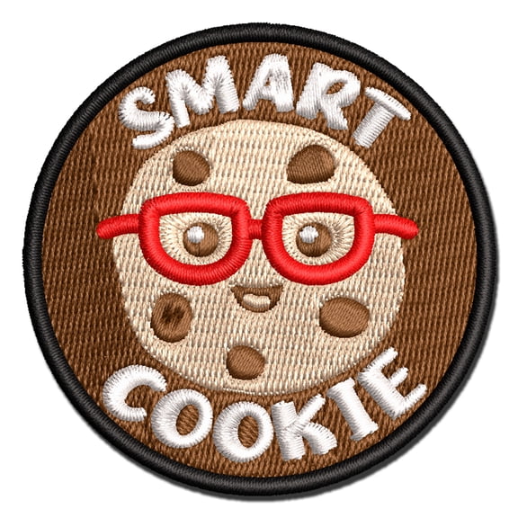 Smart Cookie with Glasses Teacher Applique Multi-Color Embroidered Iron-On Patch - 3 Inch Medium