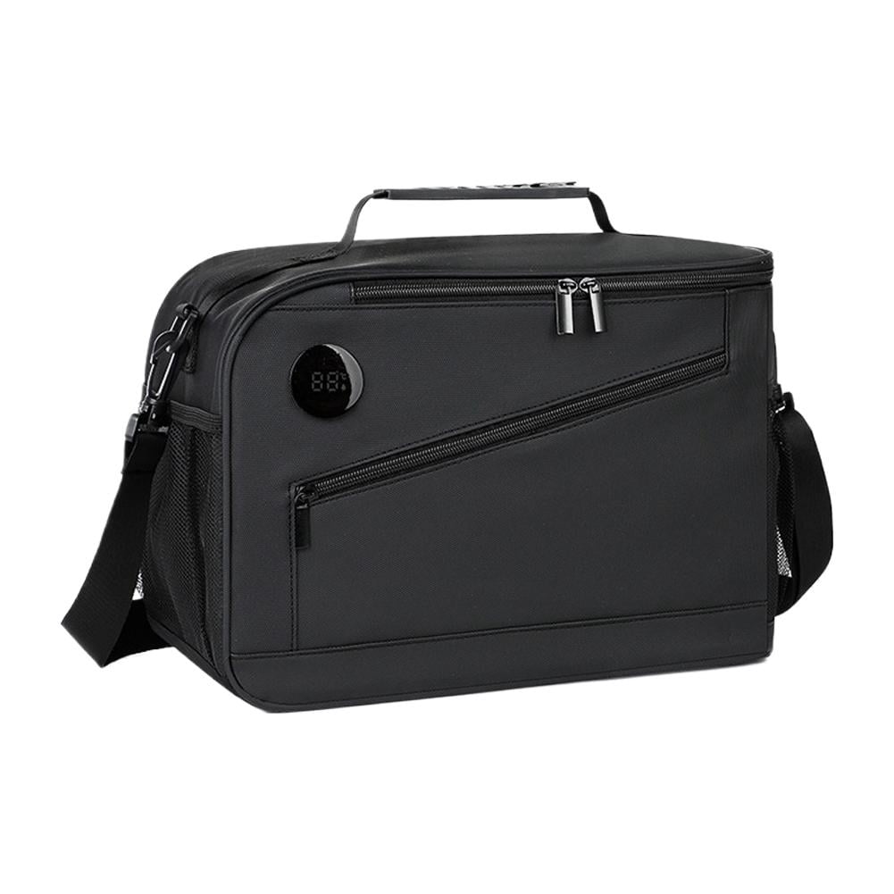 Smart Cooler Bag with Temperature Display, 14L Insulated Lunch Bag for Work & Camping, Leakproof Thermal Tote with Tri-Color Temp Indicator, Water-Resistant Picnic Bag for Beach & Hiking，Black