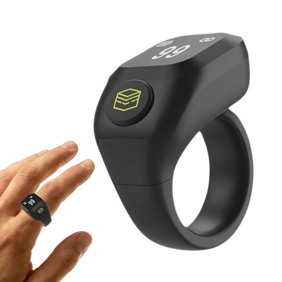 Smart Counter, Rechargeable Vibration Counting with Oled, Prayer Reminders and Daily Dhikr Tracking, Black