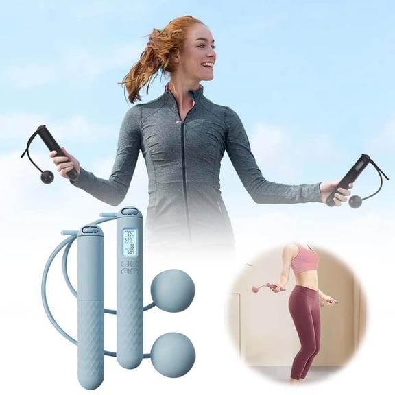 Smart Counting Cordless Jump Rope - Weighted with Digital Counter, Cord/Cordless Dual Mode for Adults & Kids (8 Colors)