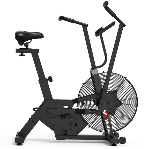 Smart Cross-Training Fan Bike, Air Resistance Cardio Machine with 330lb Capacity for Intensive Home Workout, Customizable Monitor with App Connection, Adjustable Seat