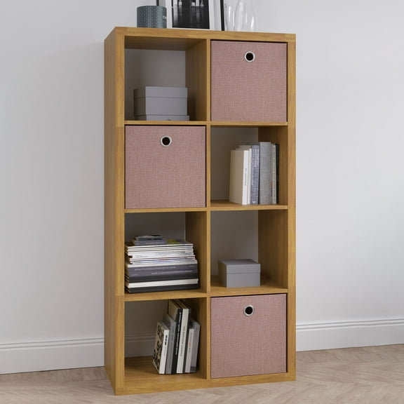 Smart Cube 8-Cube Organizer Storage with Opened Back Shelves,2 X 4 Cube Bookcase Book Shleves for Home, Office ,Walnut Color