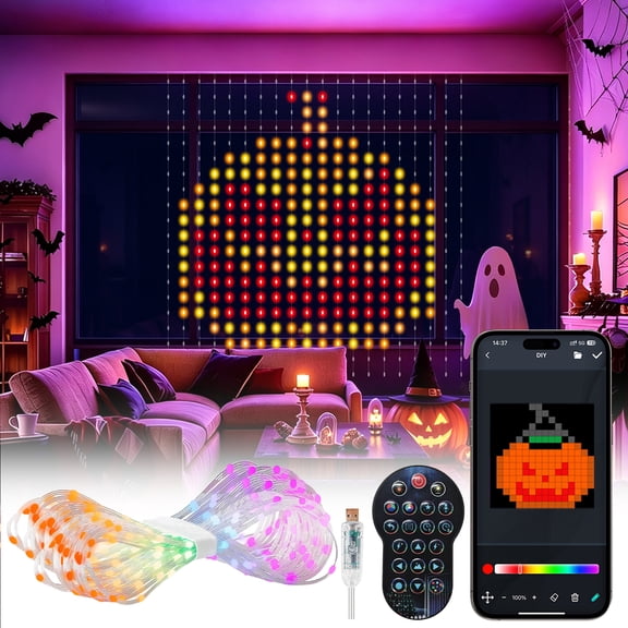 SuperRGB Smart Curtain Lights,400 LED 9.8ft x 9.8ft APP & Remote Control Color Changing RGB Dynamic DIY Fairy String Lights for Bedroom Backdrop Wall Window Decor