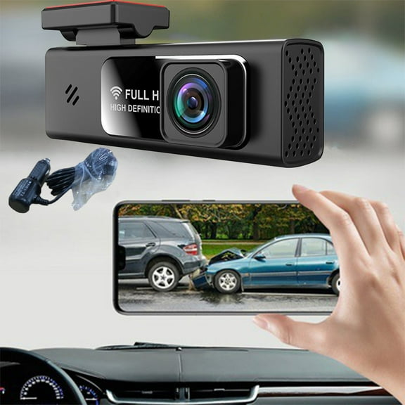 Smart Dash Cam — 1080P Full HD, Built-in WiFi & G-Sensor, Voice Control, Night Vision, Loop Recording, Parking Monitor(Black)