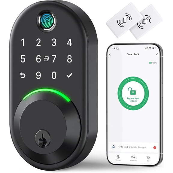 Smart Deadbolt Door Lock with Keypad: Fingerprint Keyless Entry Deadbolt,Digital Smart Locks for Front Door,Electronic Code,Easy Installation