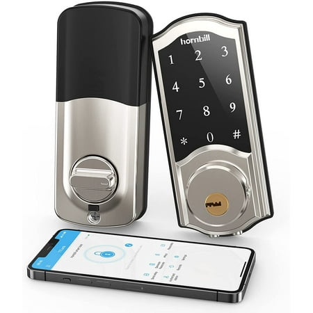 Smart Deadbolt, hornbill Keyless Entry Door Lock for Front Door with Keypad, Bluetooth Smart Locks Work with Alexa, Auto Lock, Digital Code Lock Support Google Home