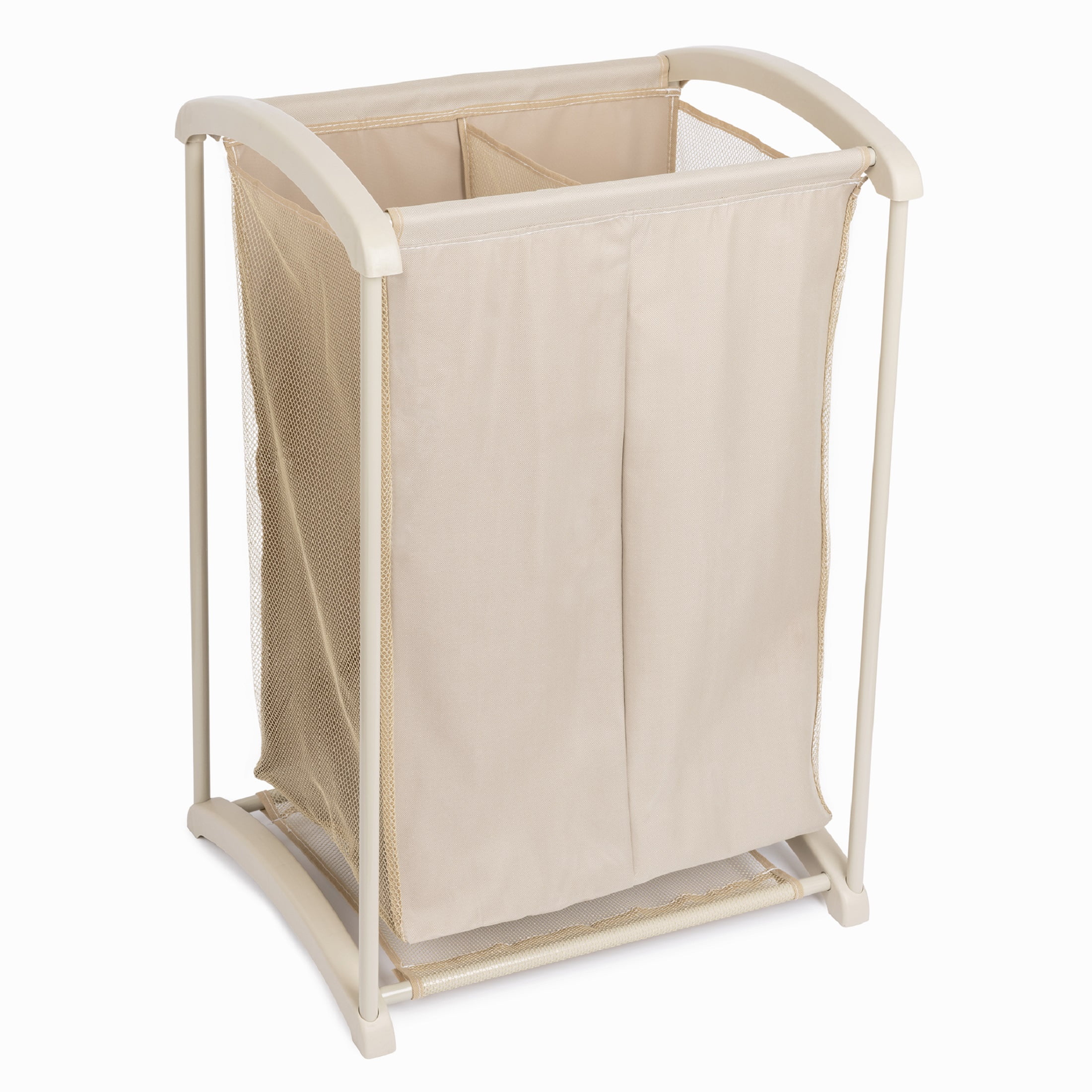 1pc Beige Foldable Iron Frame Laundry Basket, Multi-purpose
