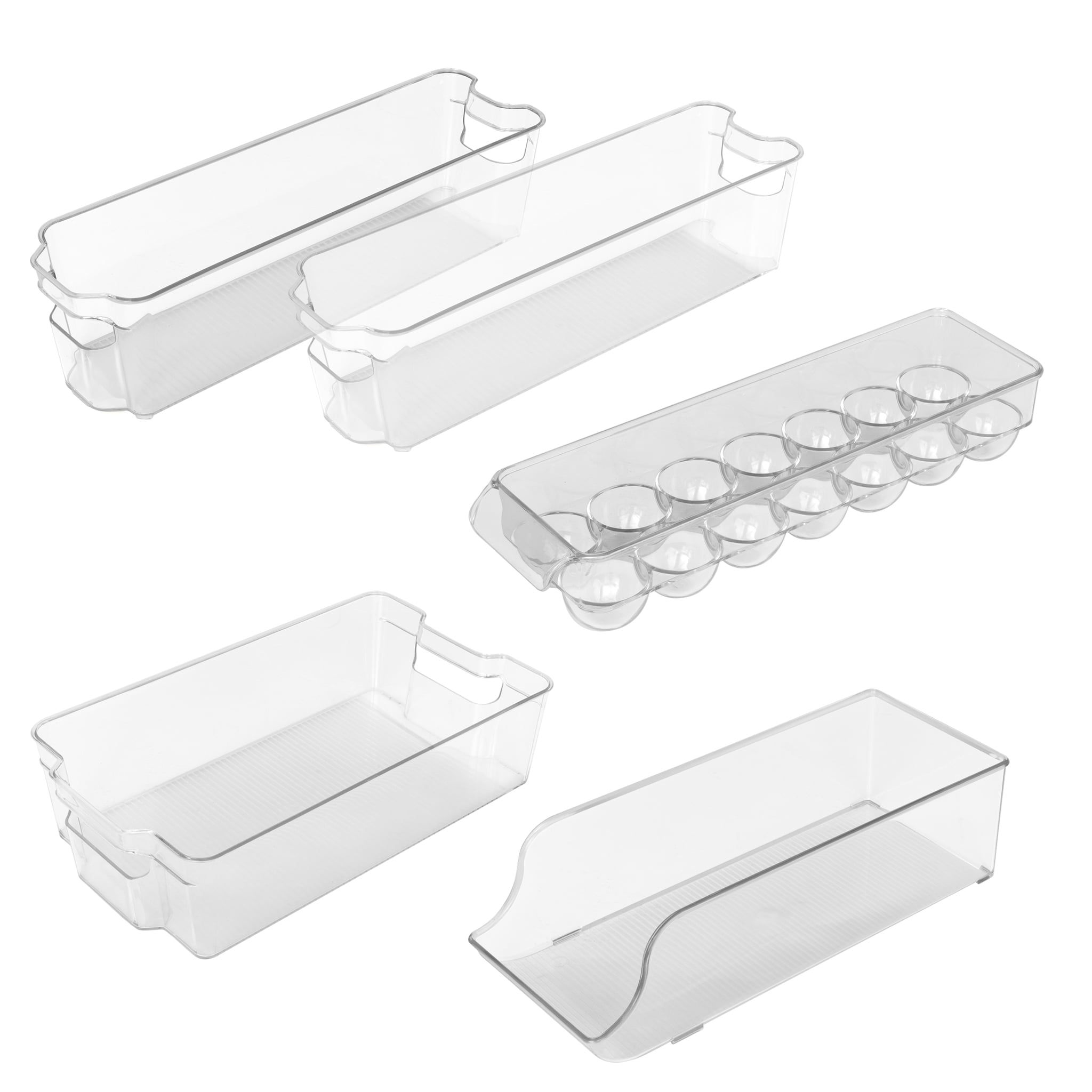Smart Design 4-Pack Stackable Refrigerator Bins with Handle 8.25-in W x  3.88-in H x 14.63-in D Clear Plastic Stackable Bin in the Storage Bins &  Baskets department at