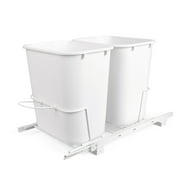 Smart Design 6 Gallon Double Pull Out Waste Basket Drawer - Set of 2 - White
