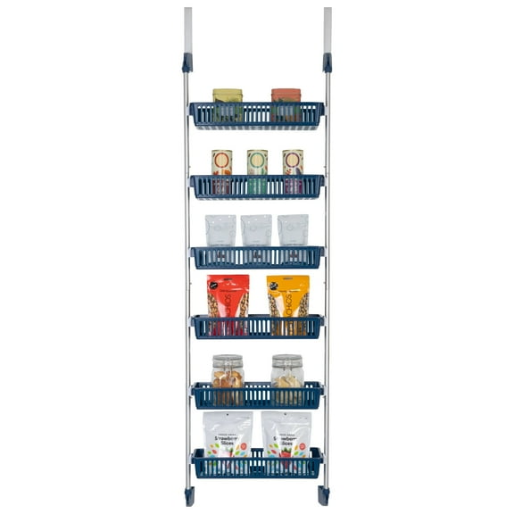 Smart Design 6-Tier Over the Door Pantry Organizer Blue