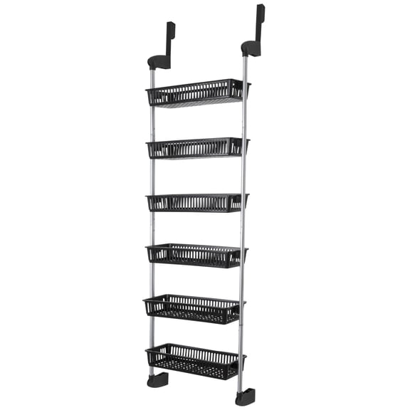 Smart Design 6-Tier Steel Over The Door Organizer - Black