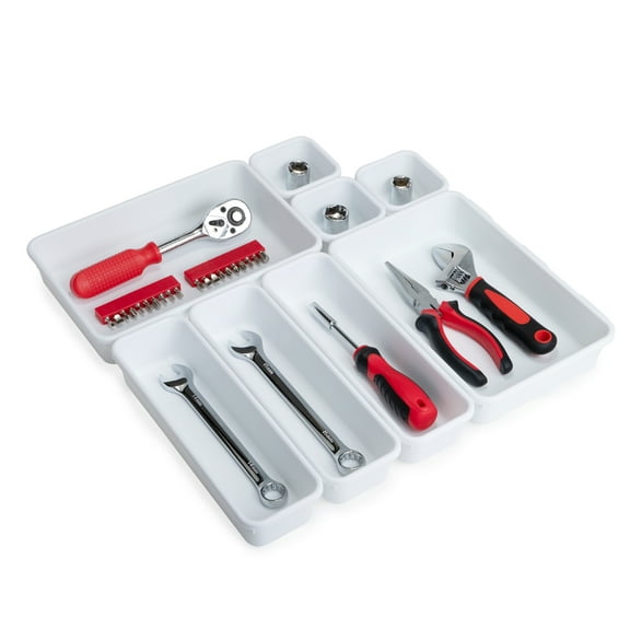 Smart Design 8 Piece Garage/ Tool Box Organizer - White