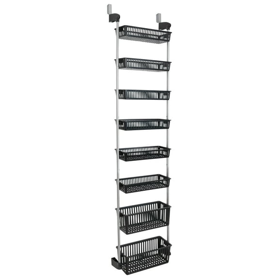 Smart Design 8-Tier Over-The-Door Hanging Pantry Organizer with 2 Deep and 6 Full Baskets - Black