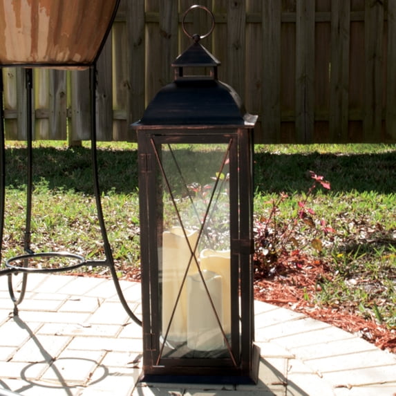 Smart Design 80073 Salerno Triple Candle Led Lantern With On-Off Timer