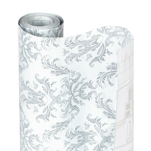 Smart Design Adhesive Shelf Liner - 18 Inch x 20 Feet - Drawer Cabinet Paper - Kitchen - Fleur Gris