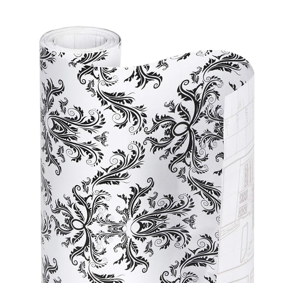 Smart Design Adhesive Shelf Liner - 18 Inch x 20 Feet - Drawer Cabinet Paper - Kitchen - Fleur Noir
