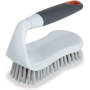 Smart Design All-Purpose Scrub Brush - Contoured Easy Grip Non-Slip Handle - Tough Bristles - Odor Resistant - Dishwasher Safe - Cleaning Pots, Pans, Sink & Tub [Gray & Sunset Orange]
