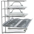 thumbnail image 1 of Smart Design Bakeware and Lid Storage Rack with 4 Compartment Dividers - Steel Metal Frame - Rust Resistant Finish - Cooking and Baking Pantry Organization - Kitchen 10 x 8 Inch - Charcoal Gray, 1 of 7