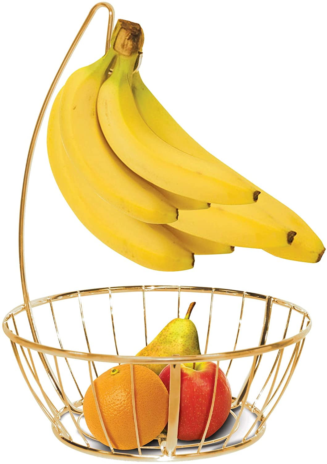 Smart Design Banana and Fruit Basket Bowl Hanger Holder Stand - Steel Metal Frame - Basket Holds 10 lbs. - Fruits, Vegetables, Food Storage and Display - Kitchen - 9.9 x 13.4 Inch - Rose Gold