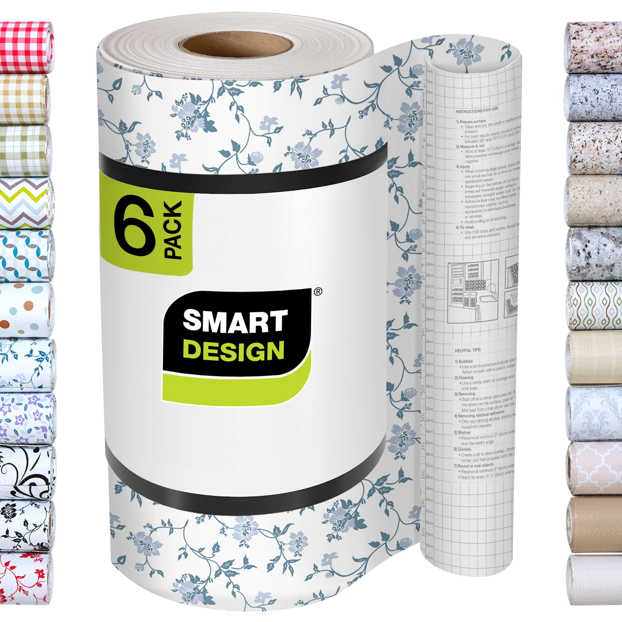 Smart Design Bonded Grip Shelf Liner - 12 Inch x 60 Feet Total (Set of 6 Rolls) - Drawer Cabinet Smooth Top Non Adhesive - Kitchen - Wisteria Blue