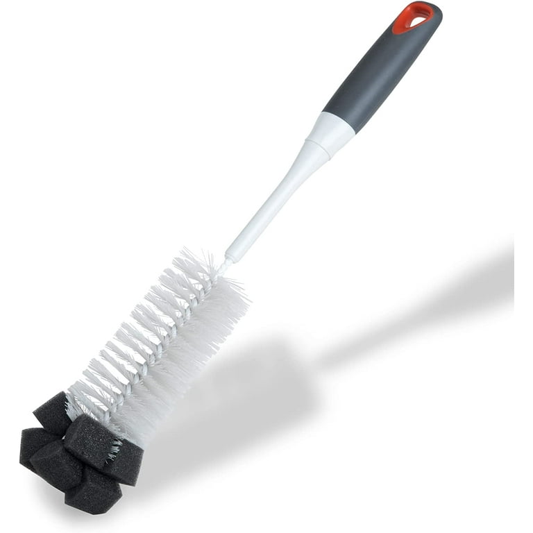 Smart Design Palm Brush & Stand - Contoured Non-Slip Grip - No-Leak Valve - Long Lasting Bristles - Odor Resistant - Dishwasher Safe - Cleaning Pots