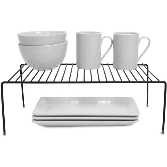 Smart Design Cabinet Storage Shelf Rack - Large - 8.5 x 16 inch - Black