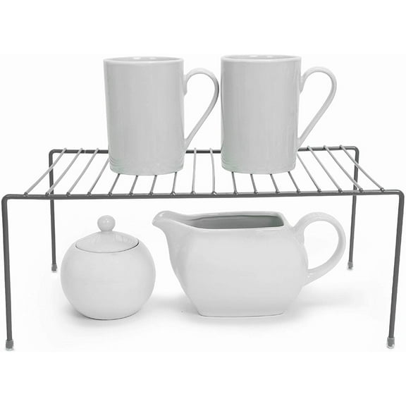 Smart Design Cabinet Storage Shelf Rack - Medium - 8.5 x 13.25 inch- Charcoal Gray